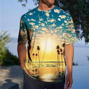 Vyriški Havajų Marškinėliai T Shirt Vasaros Atostogų Atsitiktinis Tee trumpomis Rankovėmis Megztinis Marškinėliai Harajuku Paplūdimio 3d Negabaritinių Marškinėliai Drabužių