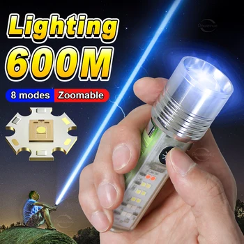 Naujas Super Ryškus LED Žibintuvėlis USB Įkraunamas Žibintuvėlis Su šoniniu Šviesos Stiprūs Magnetai Apšvietimo Mini Daugiafunkcinis Žibintų