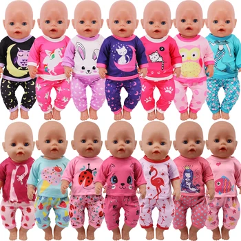 2 Vnt/Set=Marškiniai + Kelnės Lėlės Drabužių Priedai Gimęs Kūdikis 43cm & 18 Colių Amerikos Lėlės Mergaitės Žaislai ir Mūsų Kartos Nenuco