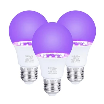 3Pcs 10W Ultravioletinių UV Lemputės, Fluorescencinio Aptikimo UV Lempa Juoda Šviesiai Mėlyna Lempa E26 110V, 220V, Skirtas DJ Šalies Apdaila