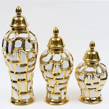 Šviesos Prabanga Aukso Galvanizavimo Keramikos Imbieras Jar Dekoratyviniai Indai
