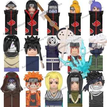Naruto Sasuke Sakura Kakashi Obito Jiraiya Tsunade anime lėlės Mini Veiksmų žaislas Duomenys animacinių filmų Surinkti blokai vaikas, Gimtadienio dovana