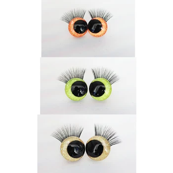 20pcs/daug 12mm kaip 14mm 16mm 18mm 20mm 25mm 30mm 3D komiškas blizgučiai žaislas akis su mokinių akis eyelashtray-spalva variantas -C11