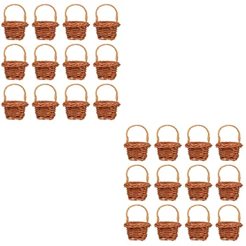 Duonos Krepšeliai Su Rankena Austi Krepšelį Namas Mini Amatų Krepšiai, Aksesuarai, Mini Dekoro Micro-scena Modelis Saugojimas