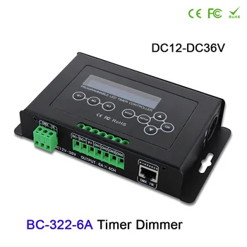 Programuojamas Laikmatis Dimeris BC-322-6A LCD ekranas DC12-DC36V 6A*4CH PWM signalo DMX512 LED Juostelės,augalų šviesos,Akvariumas Valdytojas