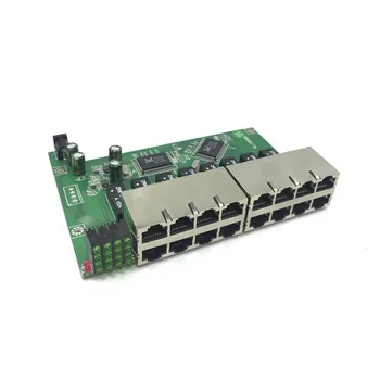 OEM 10 / 100mbps RJ45 16Port Fast Ethernet Switch modulis Lan Hub MUMS, EU Plug 5v Adapteris Maitinimo Tinklo Jungiklio plokštė