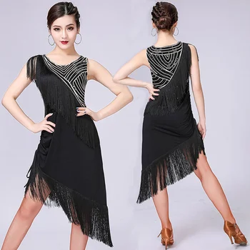 Moterų Lotynų Šokių Kostiumai Salsa Šokio Kostiumų Tango Šokių Dėvėti Juodos Spalvos Kutas Lotynų Šokių Suknelės