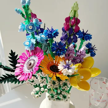 Romantiška 10313 Wildflower Puokštė Gėlių Blokai Kūrybos Namų Stalo Augalų Apdailos Surinkti Plytų Žaislai Dovana Mergaitė
