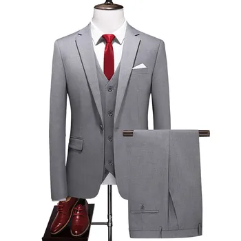 17 spalvų (Striukė+Kelnės+liemenė) high-end custom verslo kostiumas trijų dalių vyriški slim smokingas vyriški vestuvės, prom dress Plius dydis 6XL