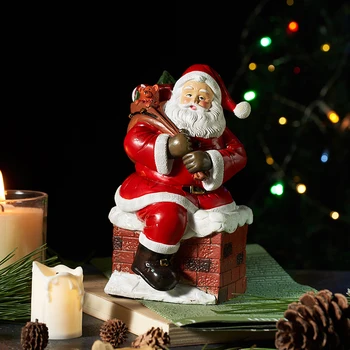 Derva Santa Claus Statulos Ranka-Dažytos Noel Dekoratyviniai Kalėdų Lėlės Miniatiūrinės Figūrėlės Naujųjų Metų Sezoną Dovanos