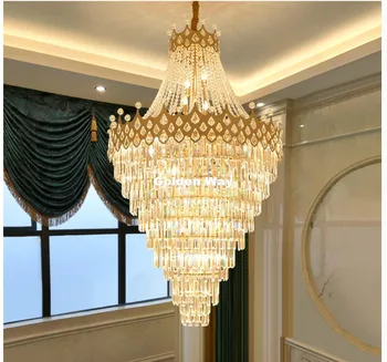 Šiuolaikinių LED Kristalų Pakabukas Šviesos Lempa Kambarį Cristal Blizgesio D60cm H115cm De Apšvietimo Pakabukas Kabo Lubų Šviestuvai