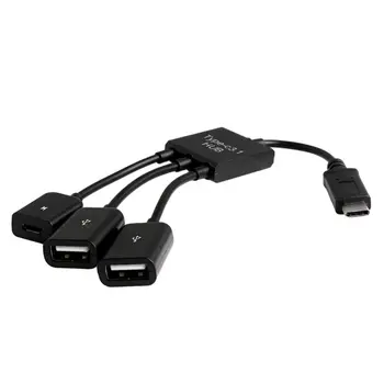 3in1 USB 3.1 Tipas-C Micro USB 2.0 Įkrovimo Galia OTG Host Hub Kabelio Adapteris