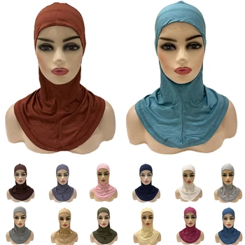 Musulmonų Lady Minkštas Modalinis Medvilnės Pagal Šalikas Skrybėlę Bžūp Kaulų Variklio Dangčio Kaklo Padengti Hijab Amira Bžūp Moterų Islamas Ninja Padengti Malda Ramadanas