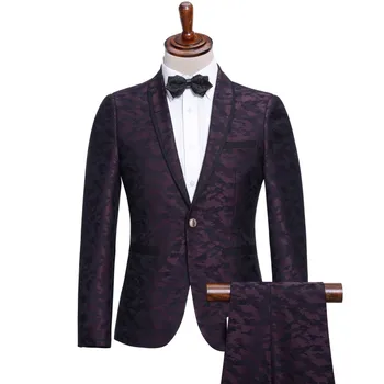 Retro Kamufliažas Spausdinti Vyrų-Dviejų dalių kostiumėlį Vestuves Tuxedos Vieną Mygtuką Švarkas Švarkas+Kelnės Sandėlyje