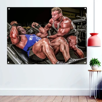 Stiprus Bicepsas Fitneso Sportininkų Mokymo Tapetai Pakabinti Paveikslai Raumenų Kultūristas Treniruotės Plakatas Namų Puošybai Banner Vėliavos