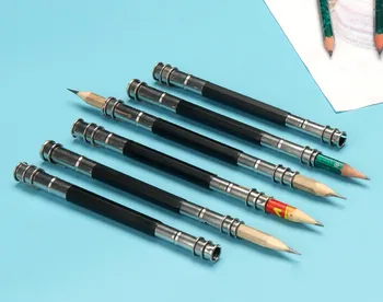 5VNT Metalo pieštuku extender rašiklio laikiklis paprasto rašiklio laikiklis dukart baigėsi pieštuku extender pieštuko atveju